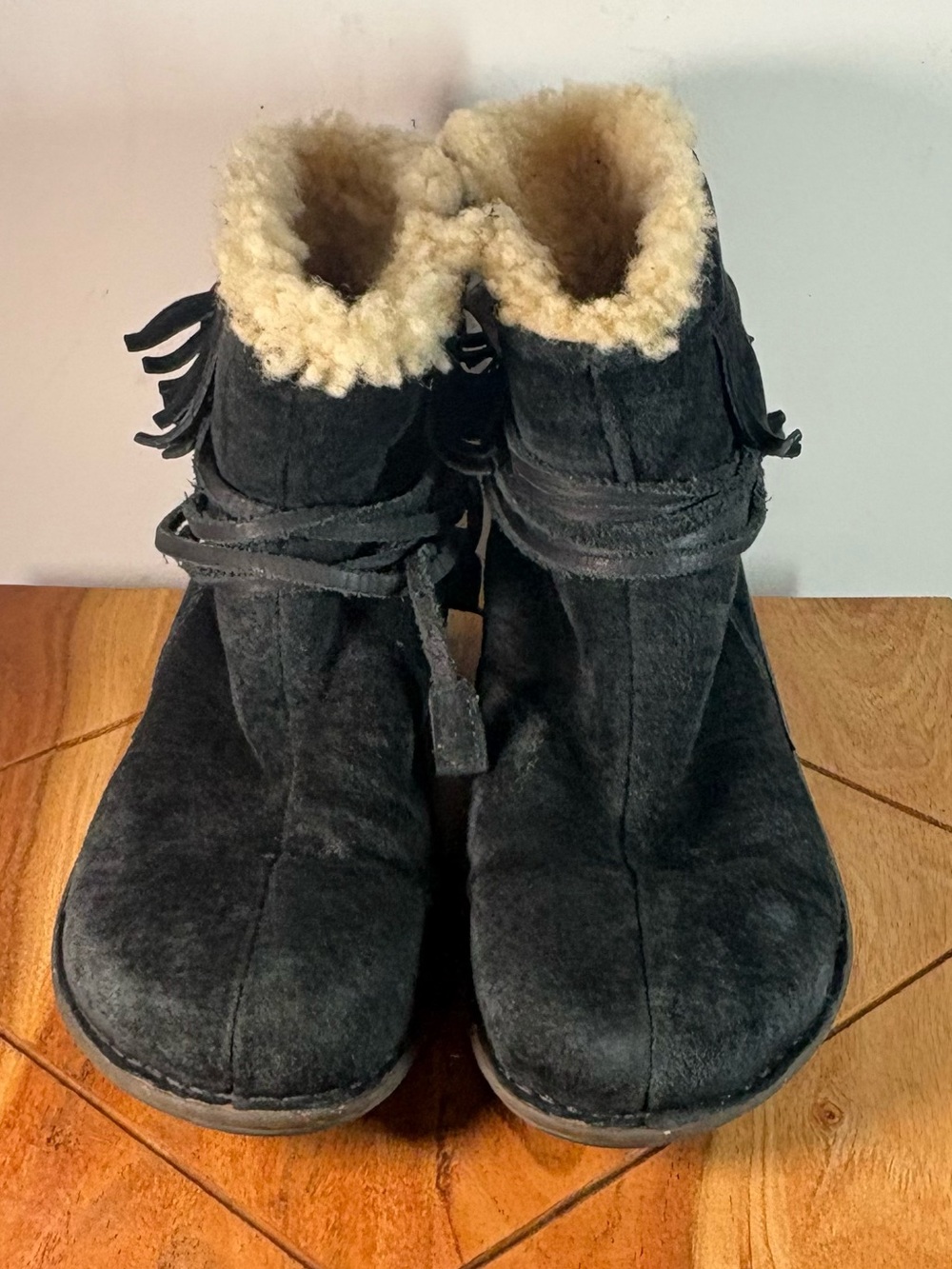 UGG Australia Black Suede Shearling Lined Ankle Boots